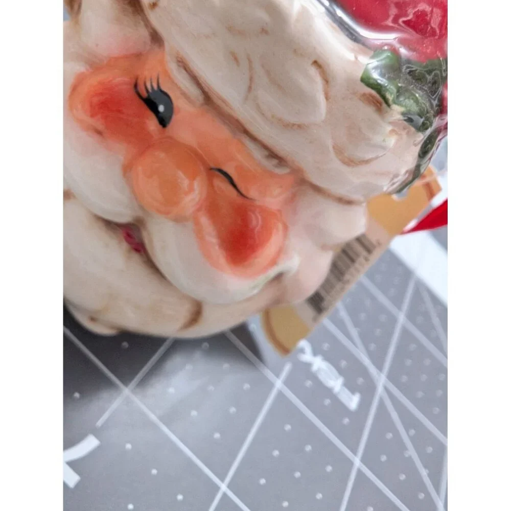 Tii Collections Winking Santa Ceramic‎ Ornaments lot 2 w/ org tags hanging vtg